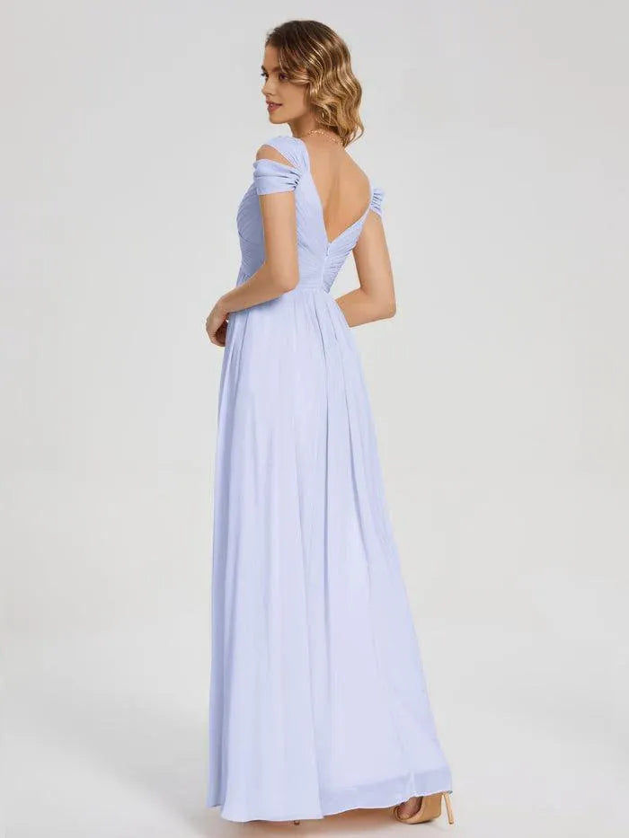 A-Line Chiffon High Slit Wedding Dress - Yihuiw by Yihuiw