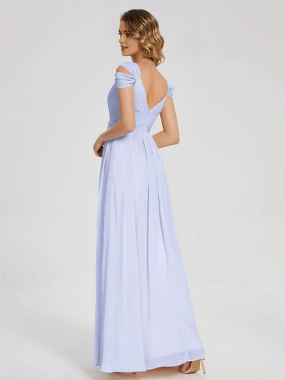 A-Line Chiffon High Slit Wedding Dress - Yihuiw by Yihuiw