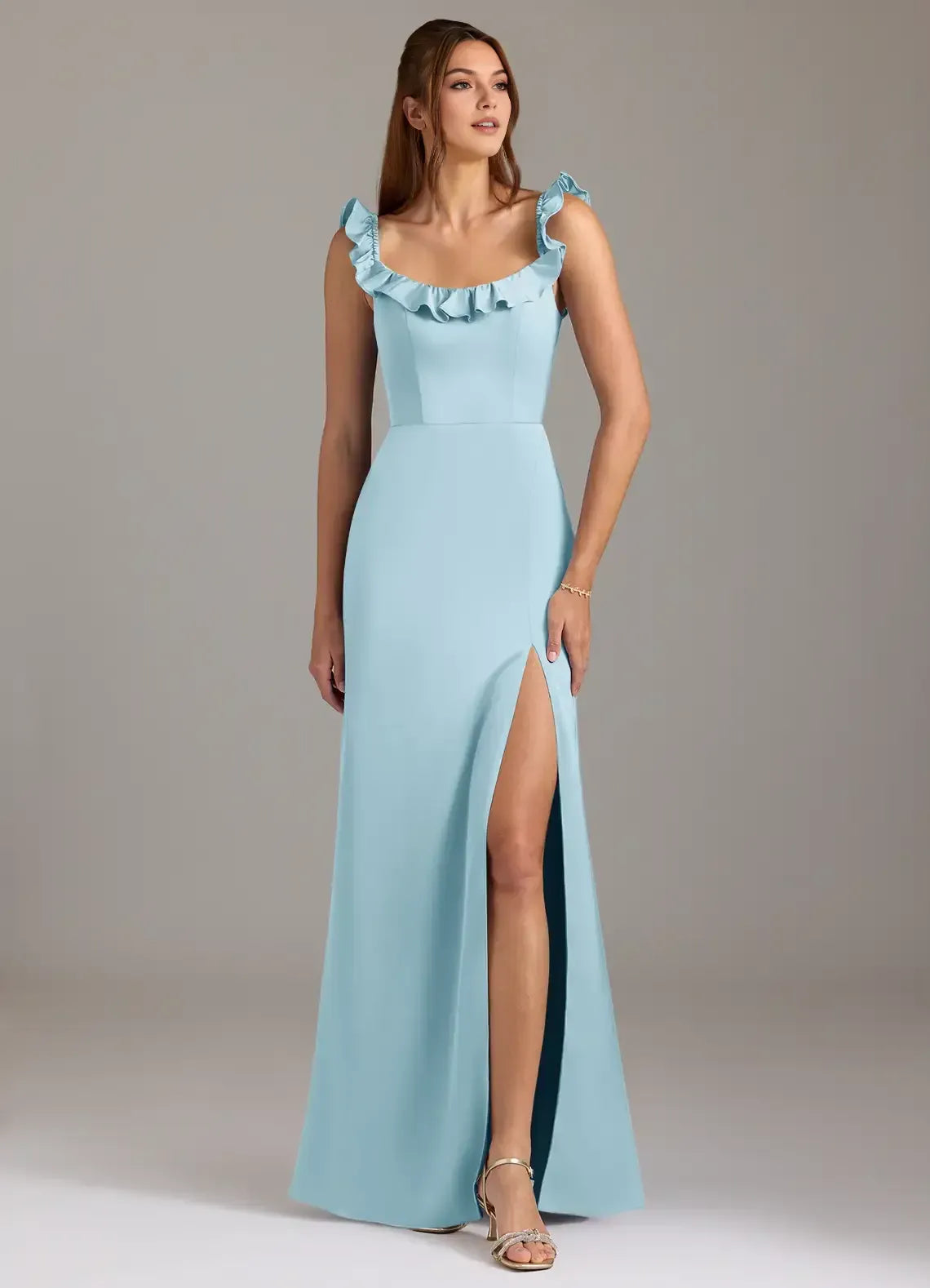 Mermaid Satin High Slit Wedding Dress - Yihuiw by Yihuiw