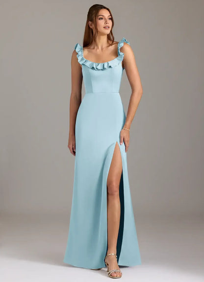 Mermaid Satin High Slit Wedding Dress - Yihuiw by Yihuiw