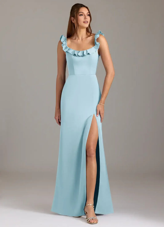 Mermaid Satin High Slit Wedding Dress - Yihuiw by Yihuiw