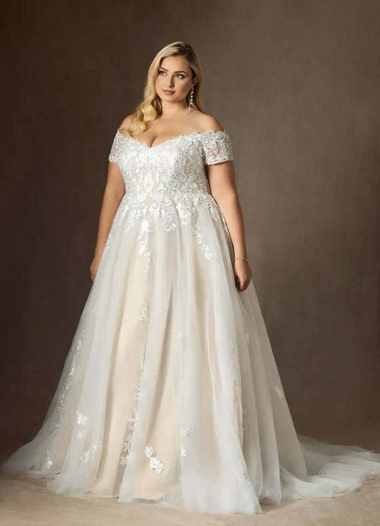 A-Line Tulle Applique Mini Wedding Dress - Yihuiw by Yihuiw