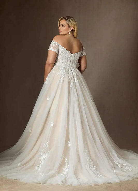 A-Line Tulle Applique Mini Wedding Dress - Yihuiw by Yihuiw