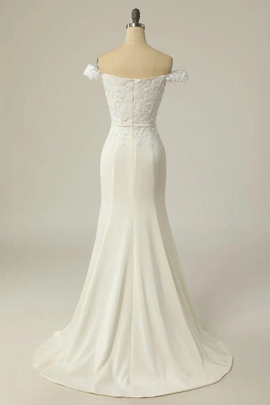 Mermaid Sweetheart Satin Train Wedding Dress - Yihuiw by Yihuiw