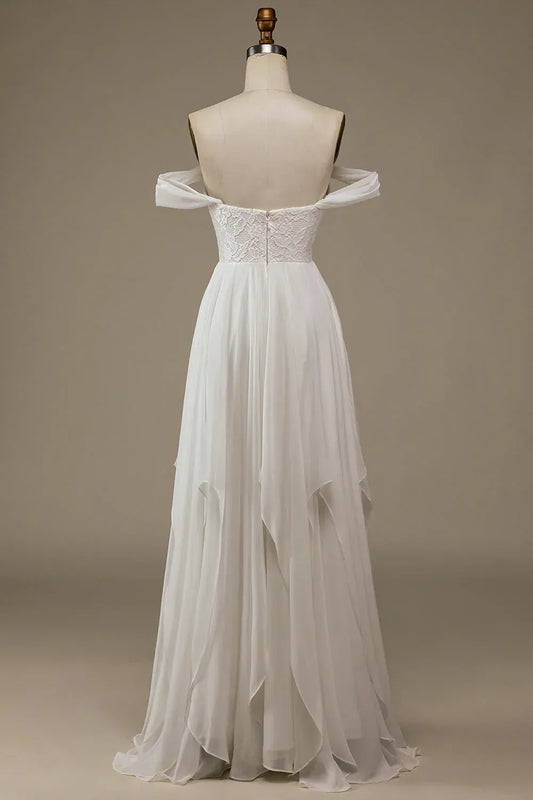 A-Line Sweetheart Chiffon Ruffled Wedding Dress - Yihuiw by Yihuiw