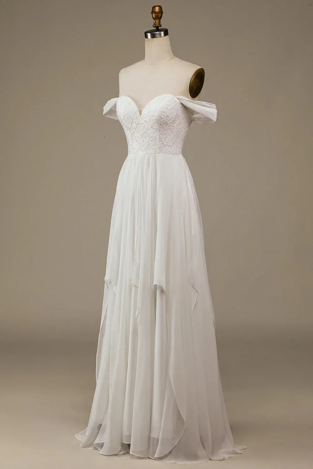 A-Line Sweetheart Chiffon Ruffled Wedding Dress - Yihuiw by Yihuiw