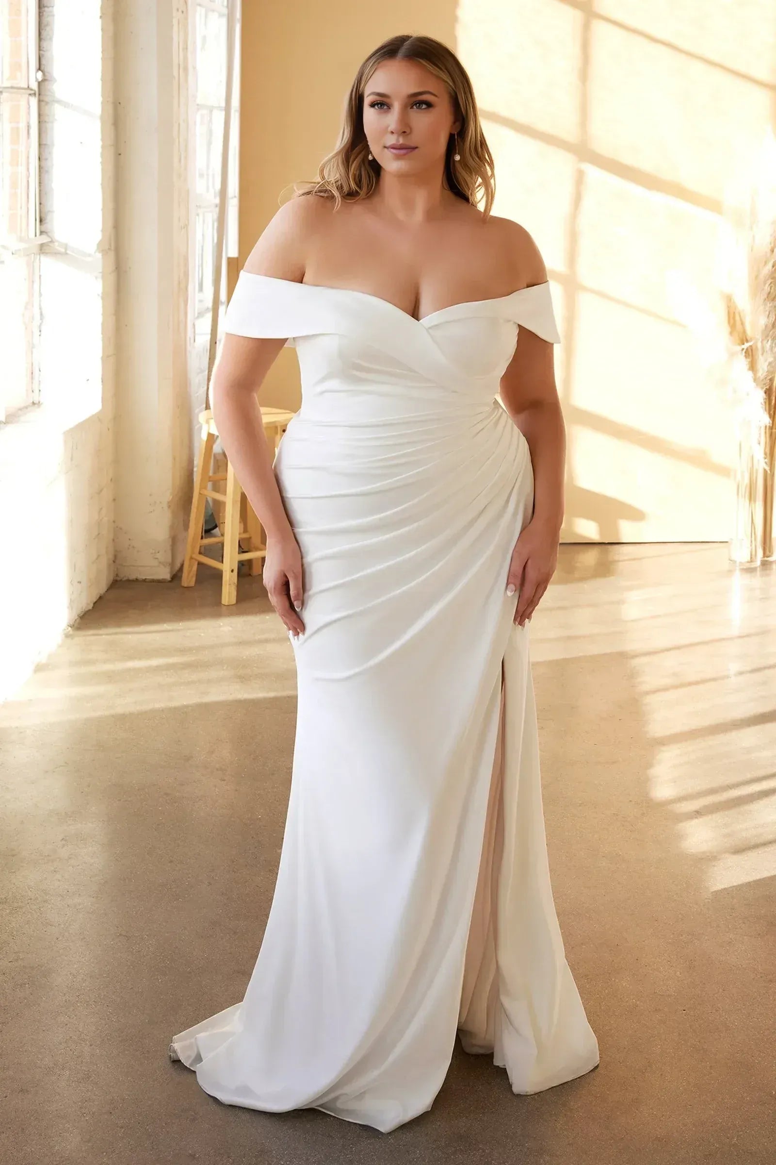 Mermaid Satin High Slit Wedding Dress - Yihuiw by Yihuiw