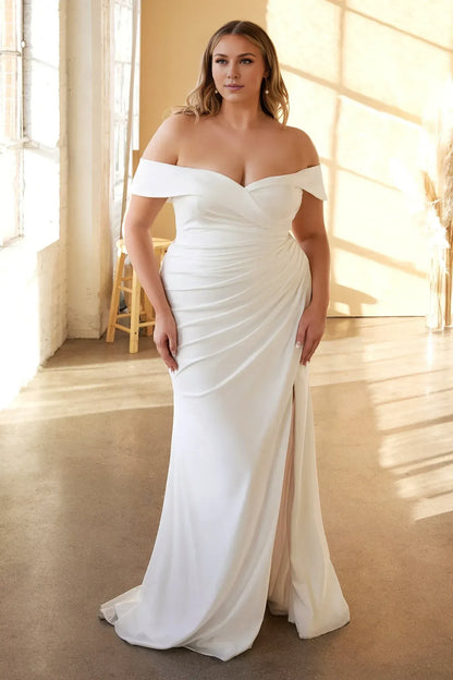 Mermaid Satin High Slit Wedding Dress - Yihuiw by Yihuiw