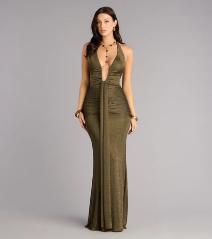 Mermaid Halter Ruched Floor-Length Wedding Dress - Yihuiw by Yihuiw