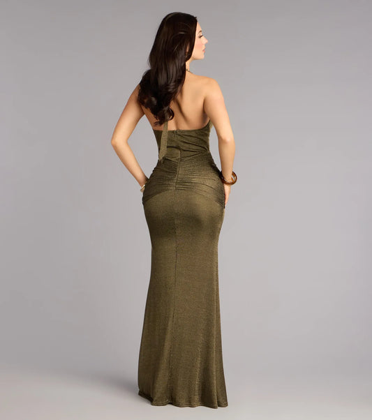 Mermaid Halter Ruched Floor-Length Wedding Dress - Yihuiw by Yihuiw