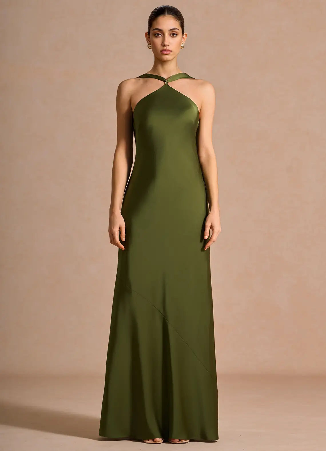 Mermaid Halter Satin Floor-Length Wedding Dress - Yihuiw by Yihuiw