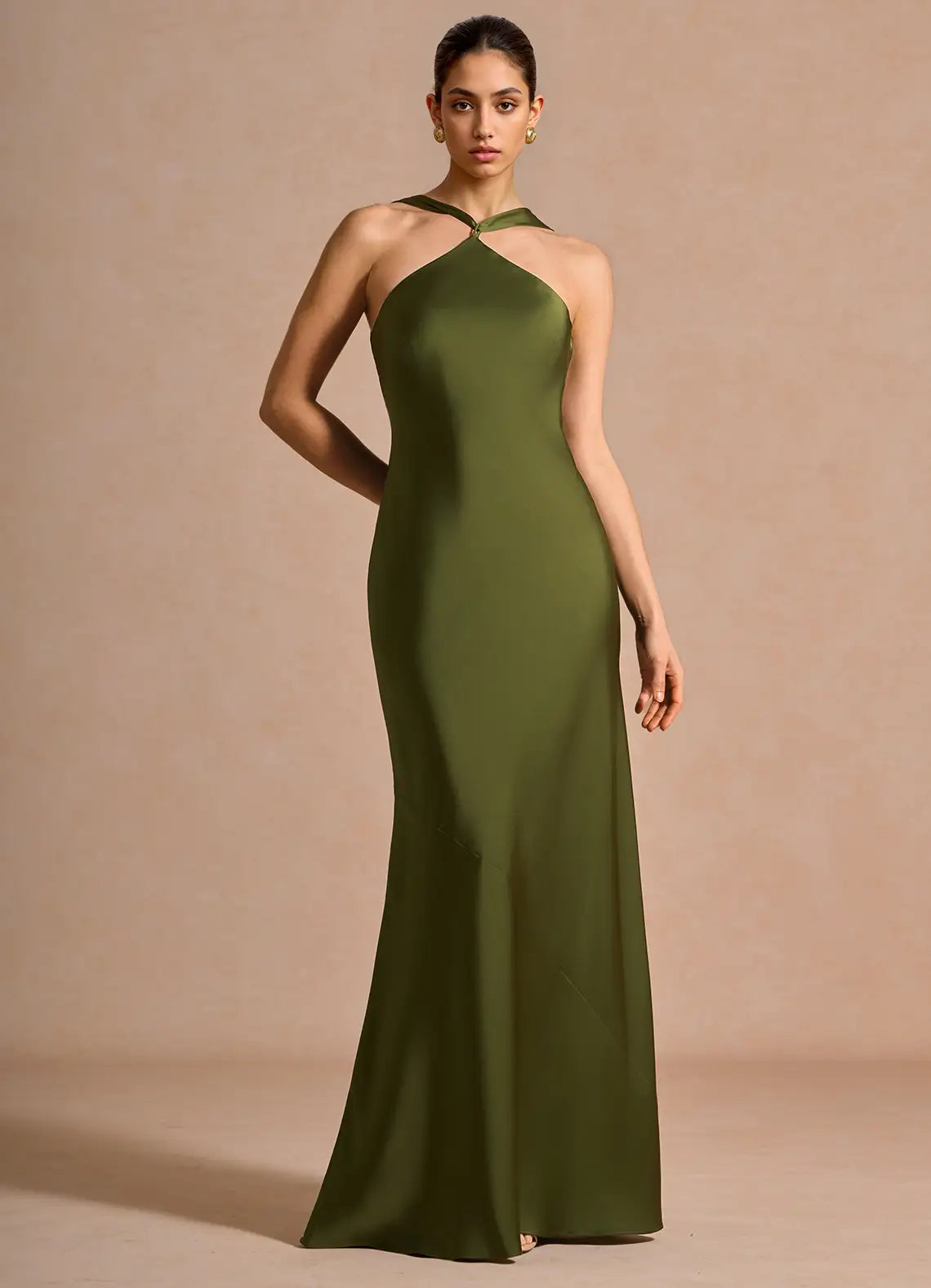 Mermaid Halter Satin Floor-Length Wedding Dress - Yihuiw by Yihuiw