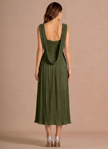 Sleeveless High Slit Midi Wedding Dress - Yihuiw by Yihuiw