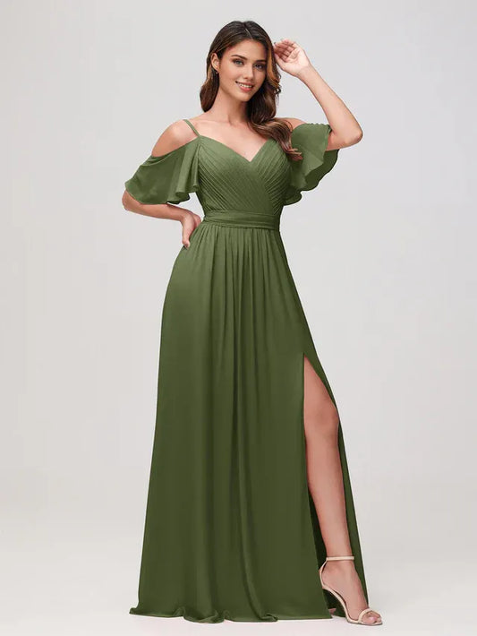 Chiffon High Slit Wedding Dress - Yihuiw by Yihuiw