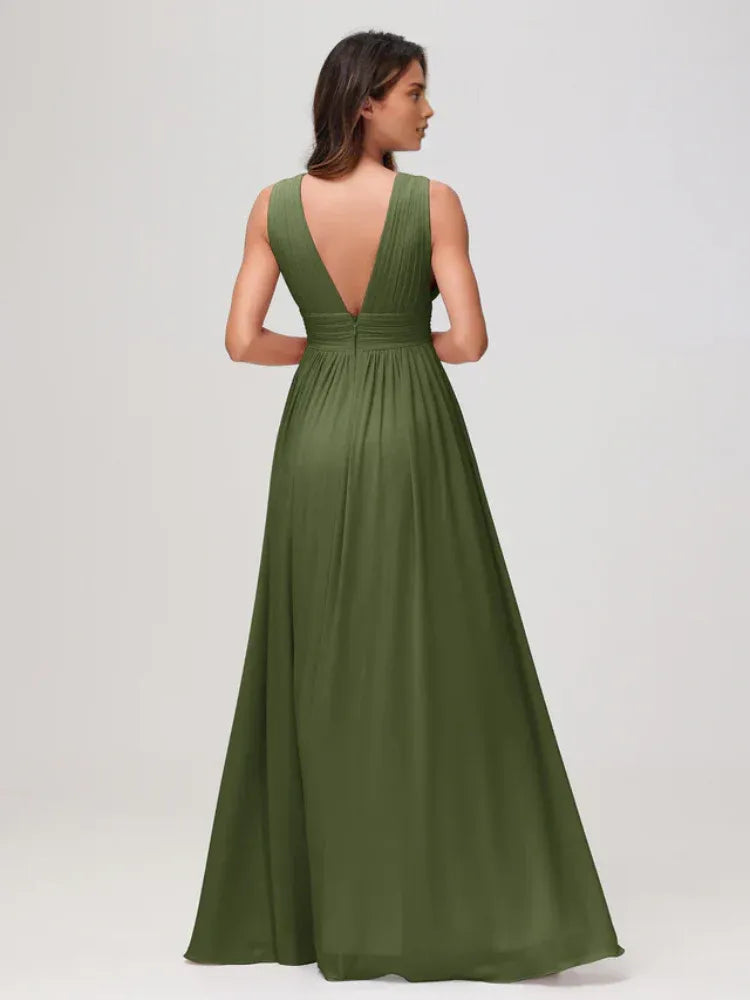 Empire Waist Chiffon Sleeveless Wedding Dress - Yihuiw by Yihuiw