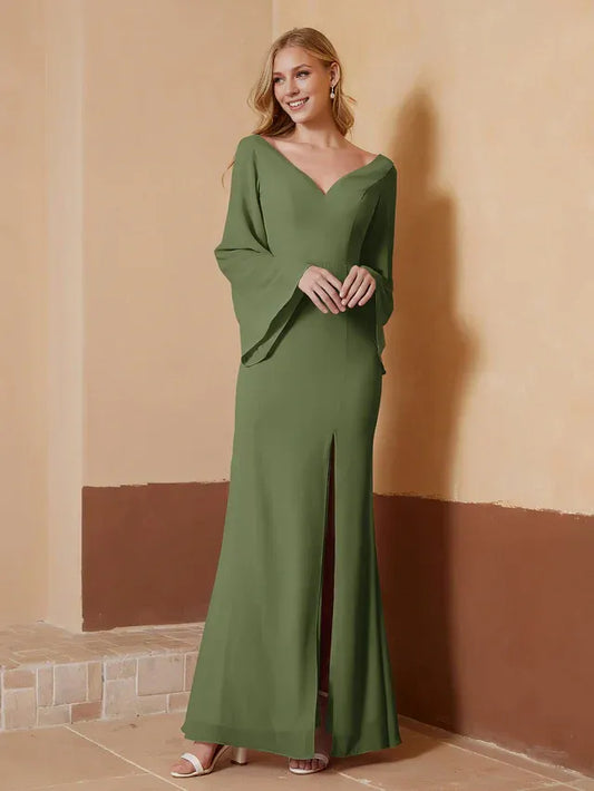 Mermaid High Neck Crepe High Slit Wedding Dress - Yihuiw by Yihuiw