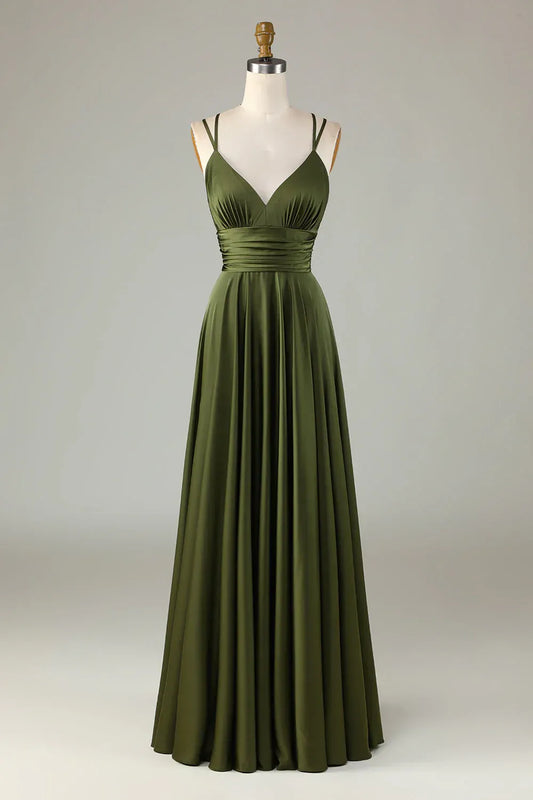 Spaghetti Strap Satin Wedding Dress - Yihuiw by Yihuiw