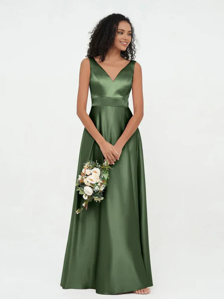 Satin Sleeveless Wedding Dress - Yihuiw by Yihuiw