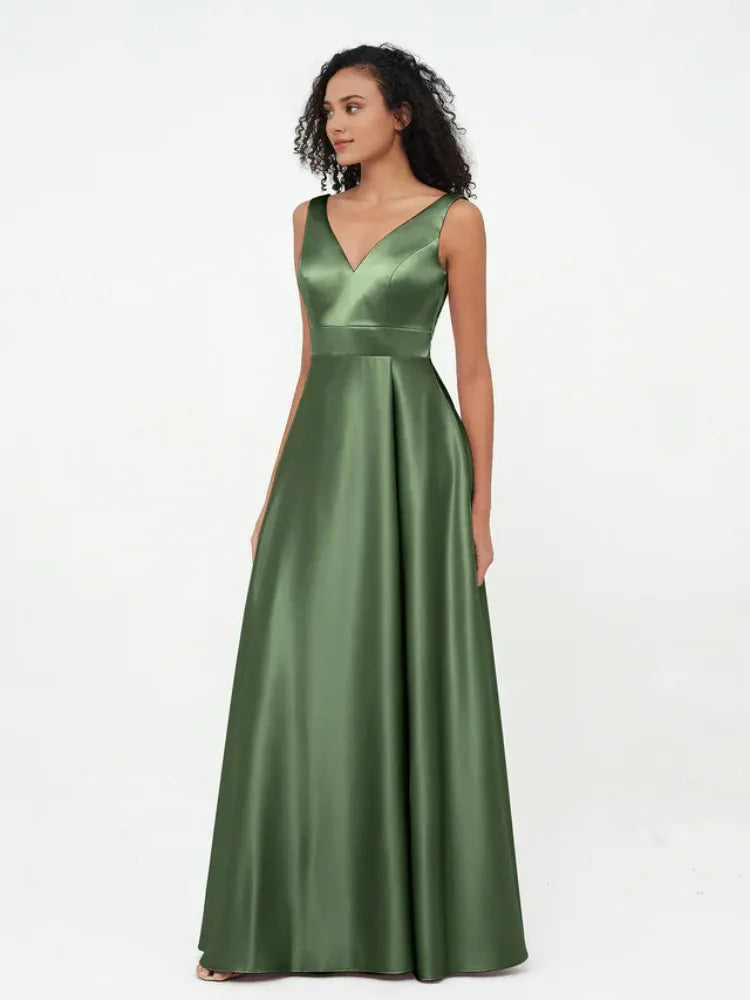 Satin Sleeveless Wedding Dress - Yihuiw by Yihuiw