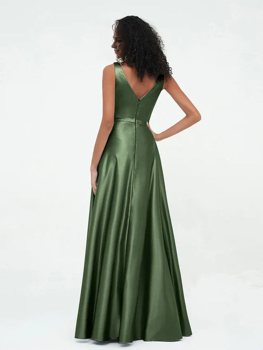 Satin Sleeveless Wedding Dress - Yihuiw by Yihuiw