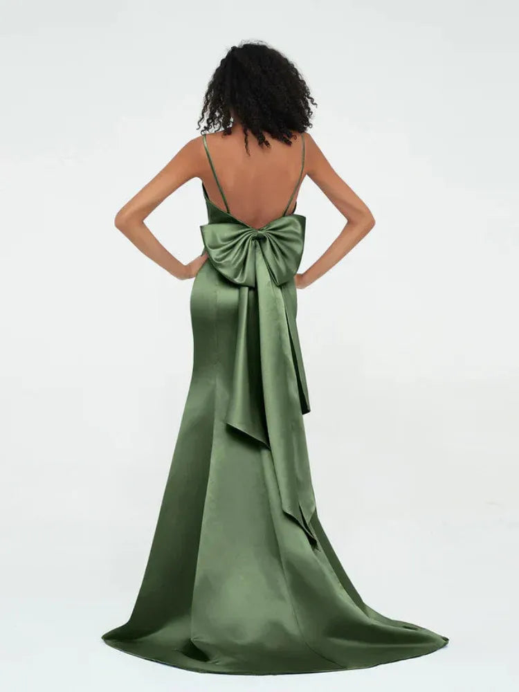 Mermaid Spaghetti Strap Satin Wedding Dress - Yihuiw by Yihuiw