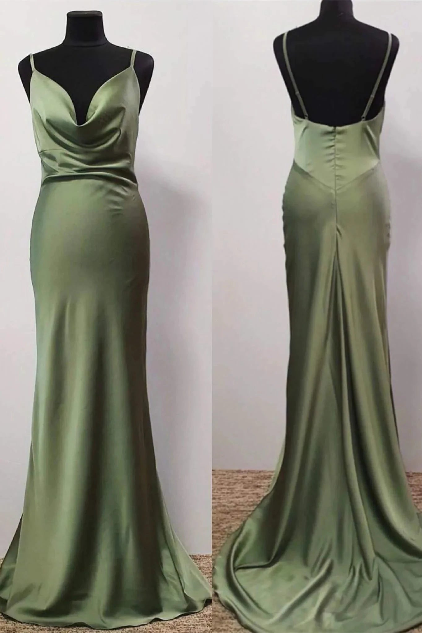 Oliver Green Cowl Neck Trumpet Long Prom Dress Sheath Gala Dresses simple gentle atmospheric and unique desi Bring summer colors to enhance whiteness by YiHuiw