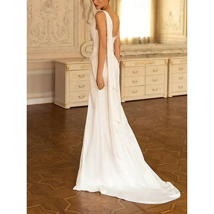 Mermaid One-Shoulder Satin High Slit Wedding Dress - Yihuiw by Yihuiw