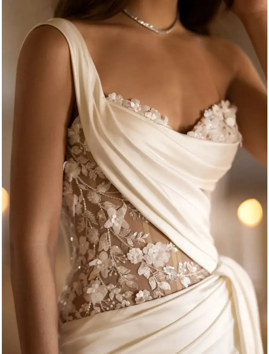 Mermaid Satin High Slit Wedding Dress - Yihuiw by Yihuiw