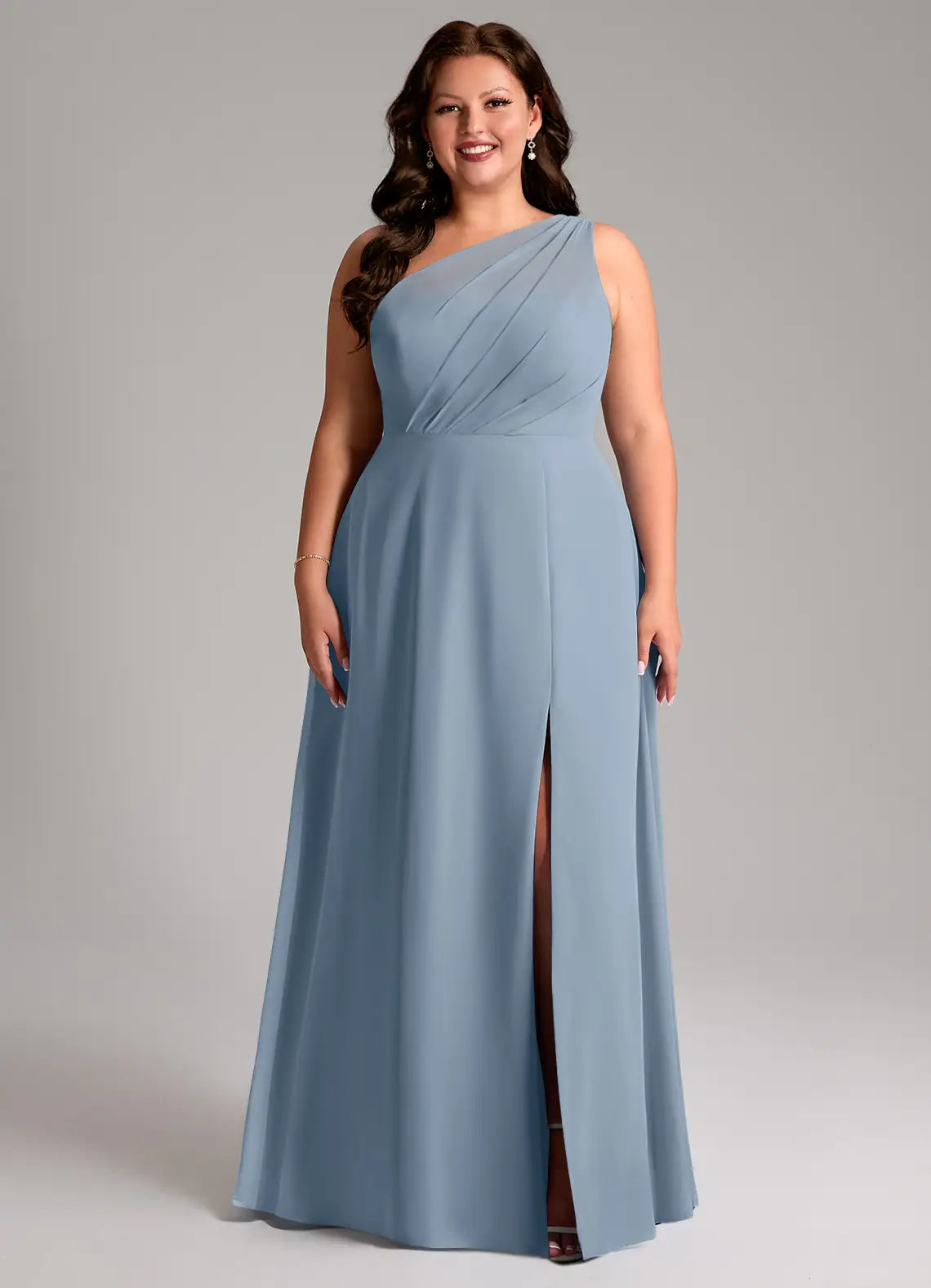 One-Shoulder High Slit Floor-Length Wedding Dress - Yihuiw by Yihuiw