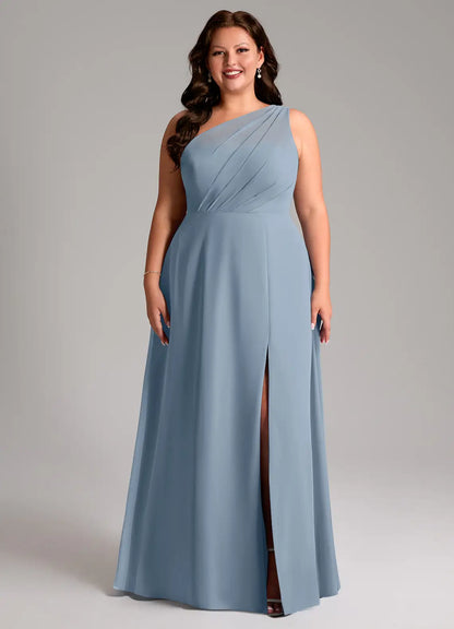 One-Shoulder High Slit Floor-Length Wedding Dress - Yihuiw by Yihuiw