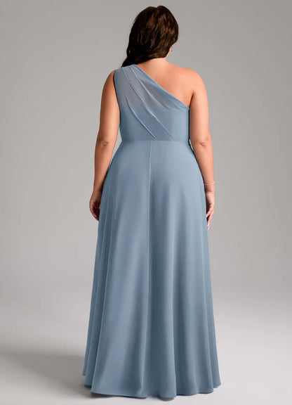 One-Shoulder High Slit Floor-Length Wedding Dress - Yihuiw by Yihuiw