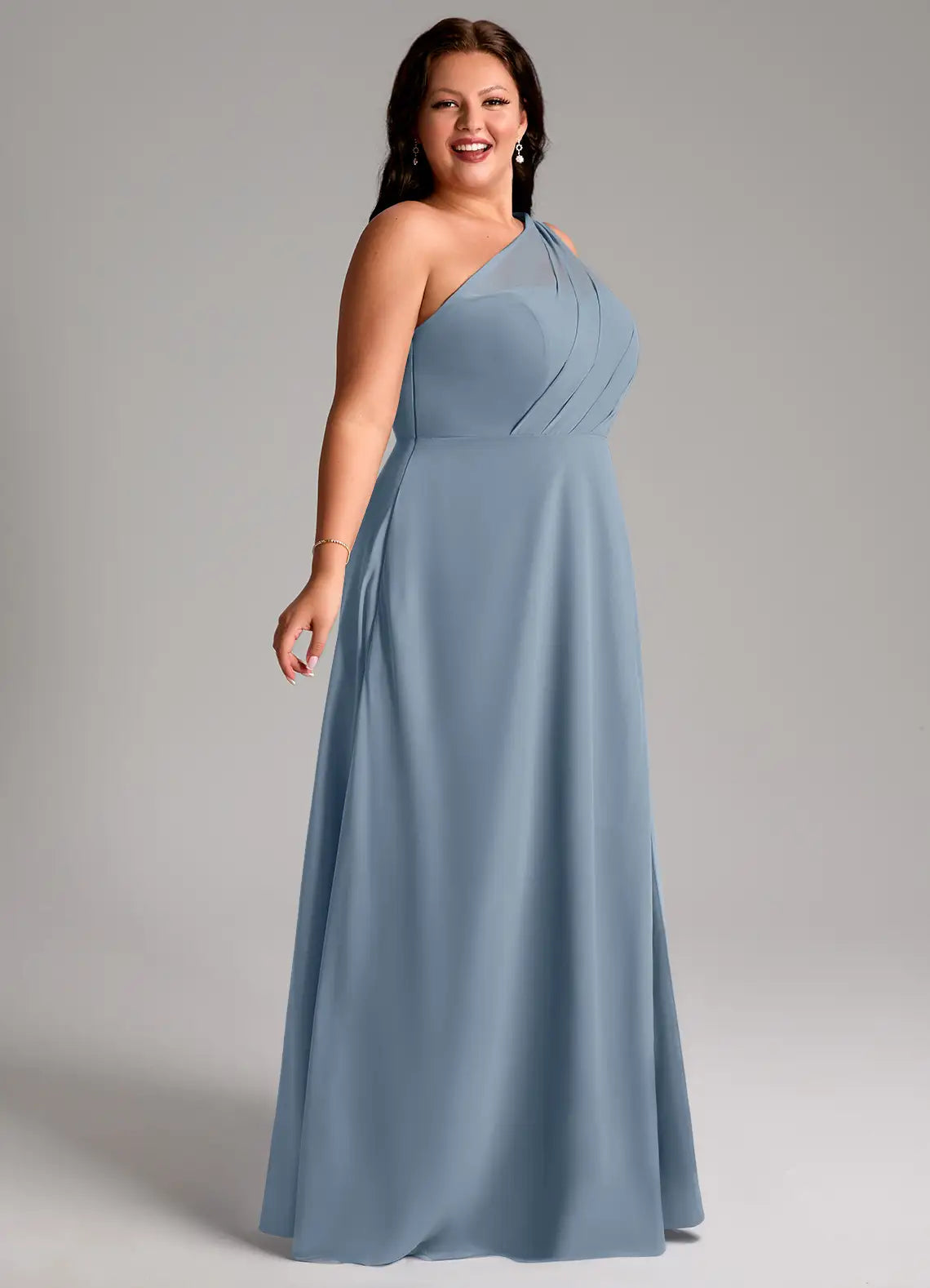 One-Shoulder High Slit Floor-Length Wedding Dress - Yihuiw by Yihuiw