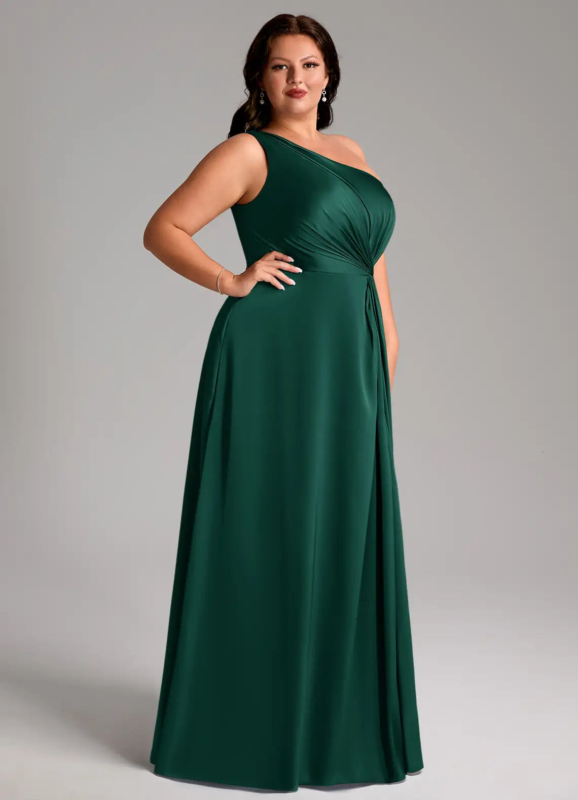 One-Shoulder High Slit Floor-Length Wedding Dress - Yihuiw by Yihuiw