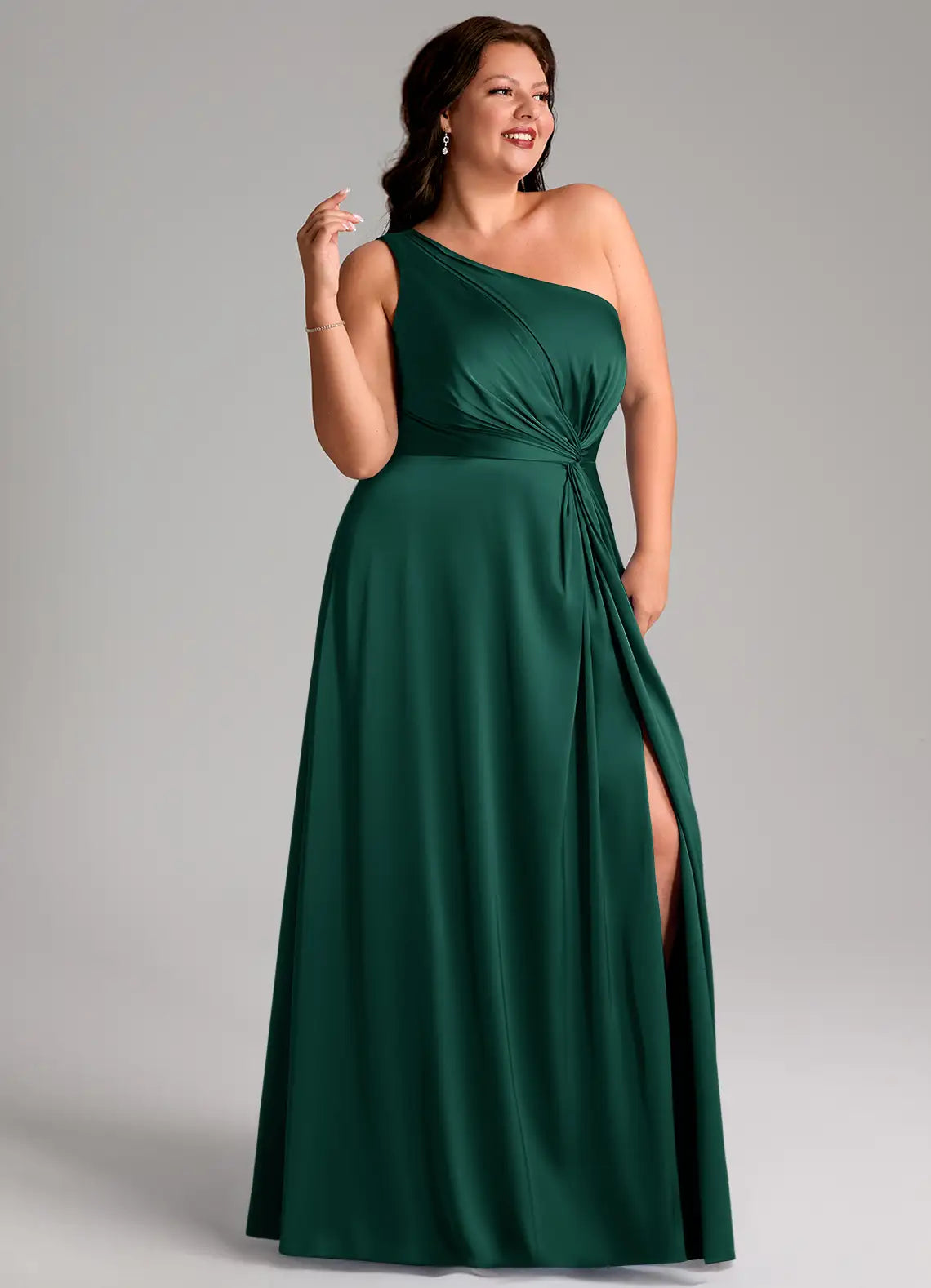 One-Shoulder High Slit Floor-Length Wedding Dress - Yihuiw by Yihuiw