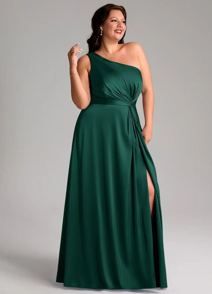 One-Shoulder High Slit Floor-Length Wedding Dress - Yihuiw by Yihuiw