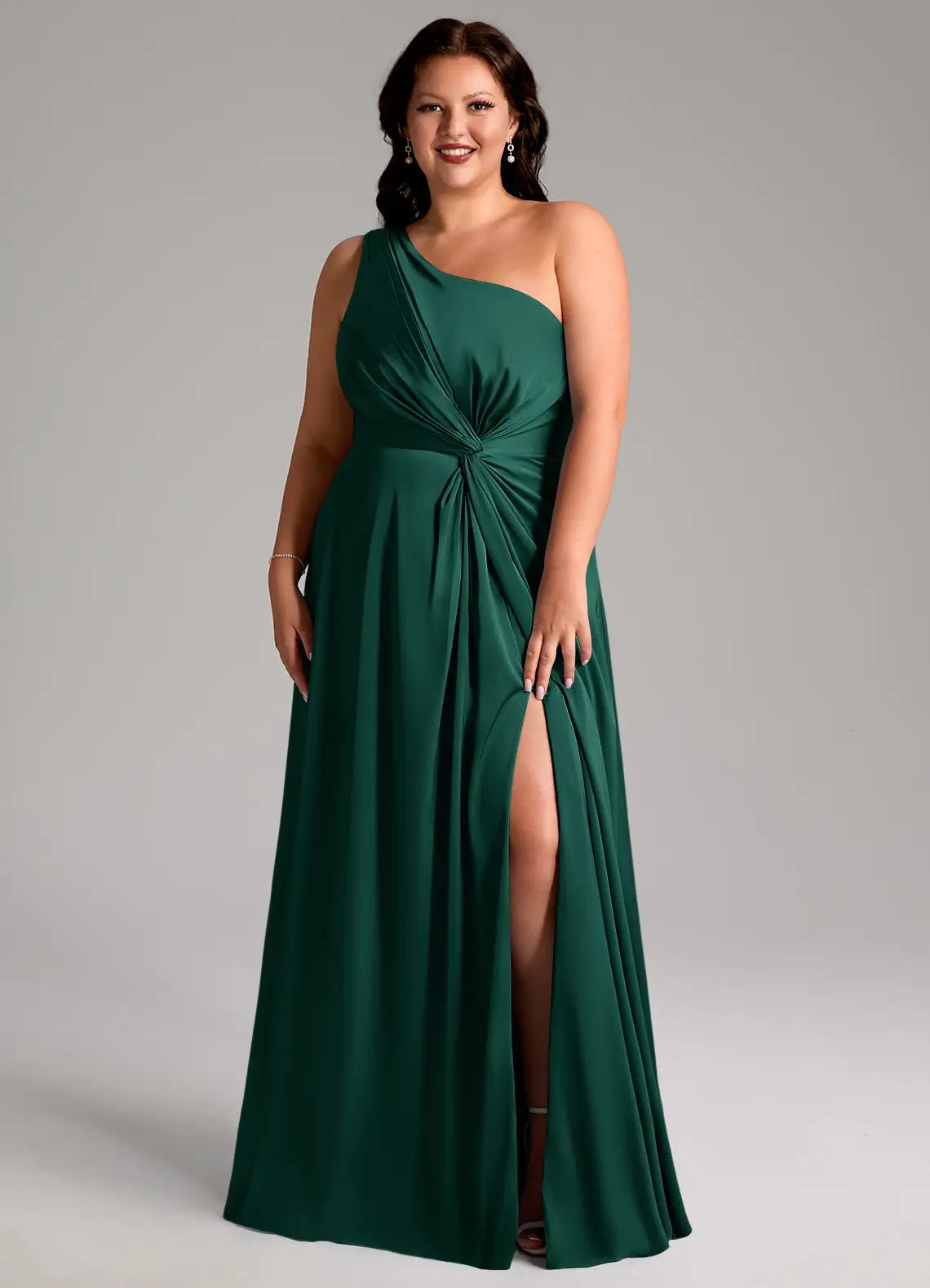 One-Shoulder High Slit Floor-Length Wedding Dress - Yihuiw by Yihuiw