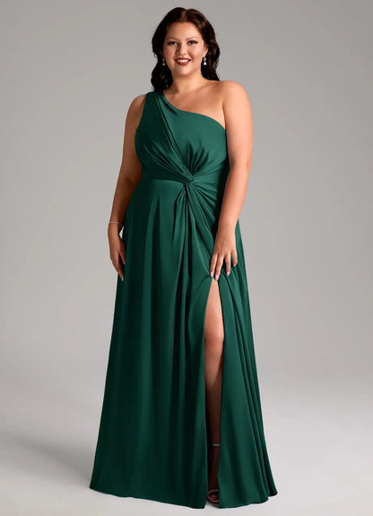 One-Shoulder High Slit Floor-Length Wedding Dress - Yihuiw by Yihuiw
