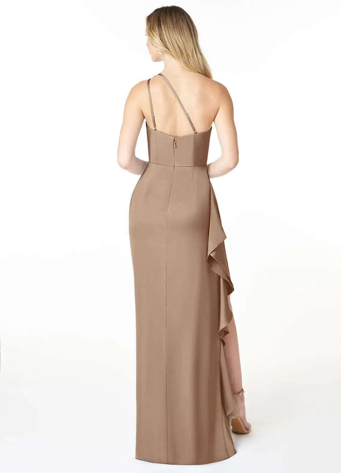 Mermaid One-Shoulder Satin High Slit Wedding Dress - Yihuiw by Yihuiw