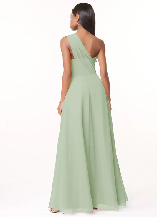A-Line One-Shoulder Chiffon Ruched Wedding Dress - Yihuiw by Yihuiw