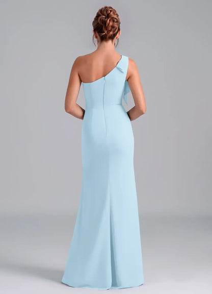 Mermaid One-Shoulder Crepe Ruffled Wedding Dress - Yihuiw by Yihuiw