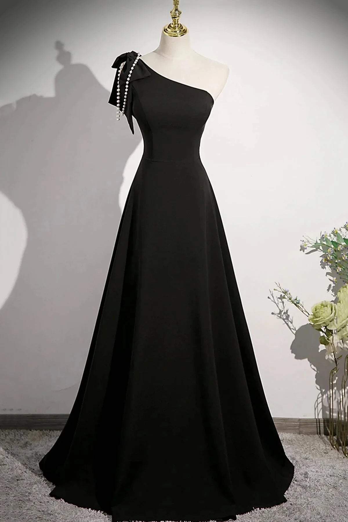 One Shoulder Long Prom Dress A-Line Evening Party Dress simple gentle atmospheric and unique desi Brin by YiHuiw