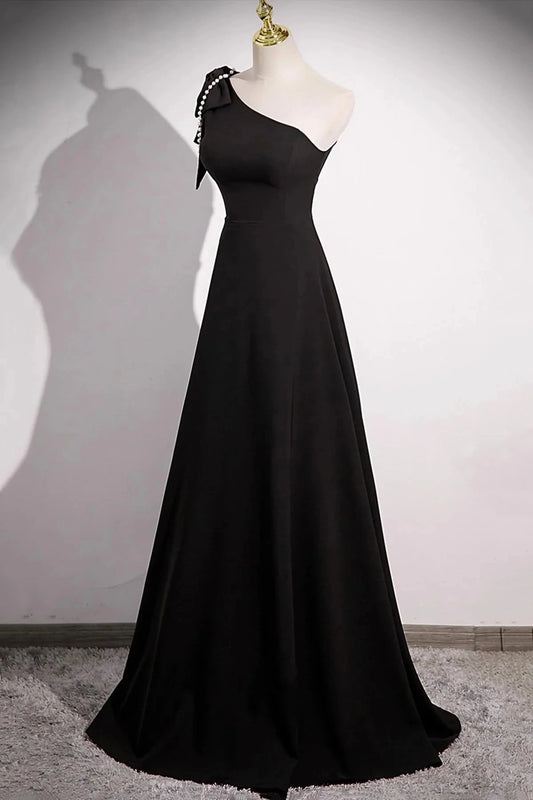 One Shoulder Long Prom Dress A-Line Evening Party Dress simple gentle atmospheric and unique desi Brin by YiHuiw