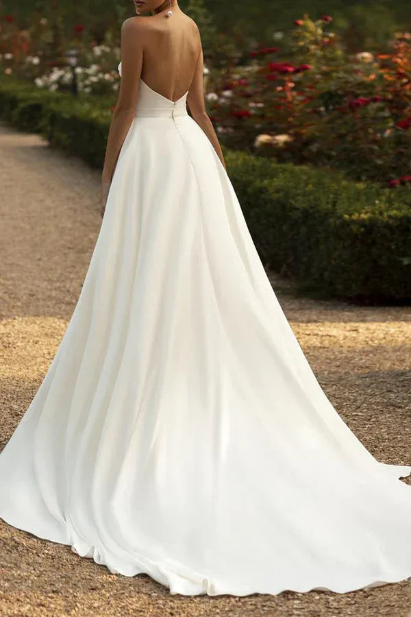 A-Line Sweetheart Floor-Length Wedding Dress - Yihuiw by Yihuiw
