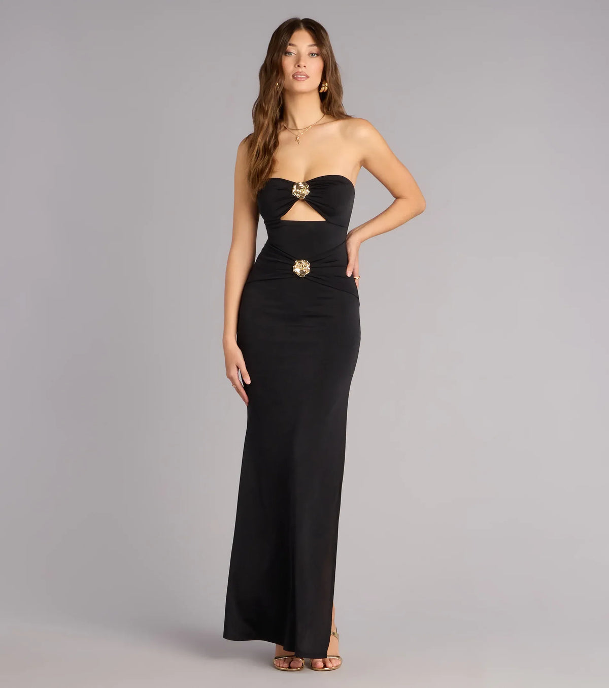 Strapless Sleeveless High Slit Floor-Length Wedding Dress - Yihuiw by Yihuiw