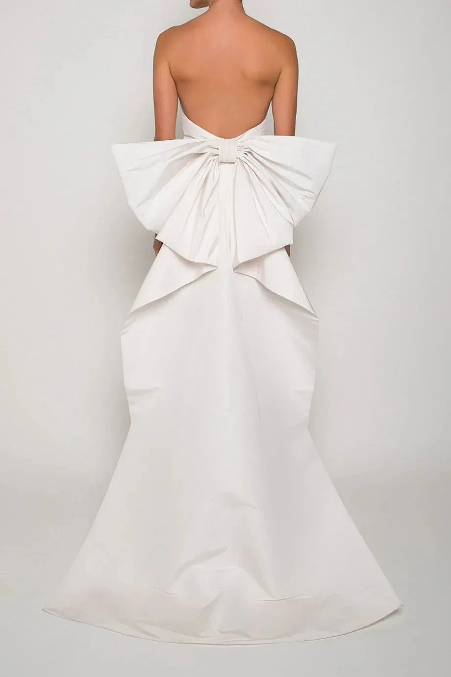 Oversized Bow Mermaid Strapless Sleeveless Open Back Floor Length For Sale Evening Dress by YiHuiw