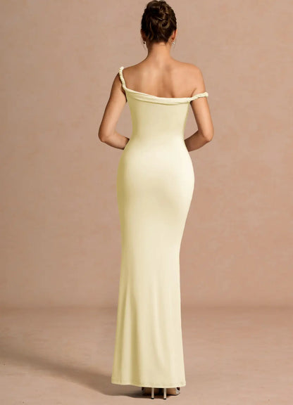 Yellow Mermaid Off-Shoulder Floor-Length Wedding Dress - Yihuiw by Yihuiw