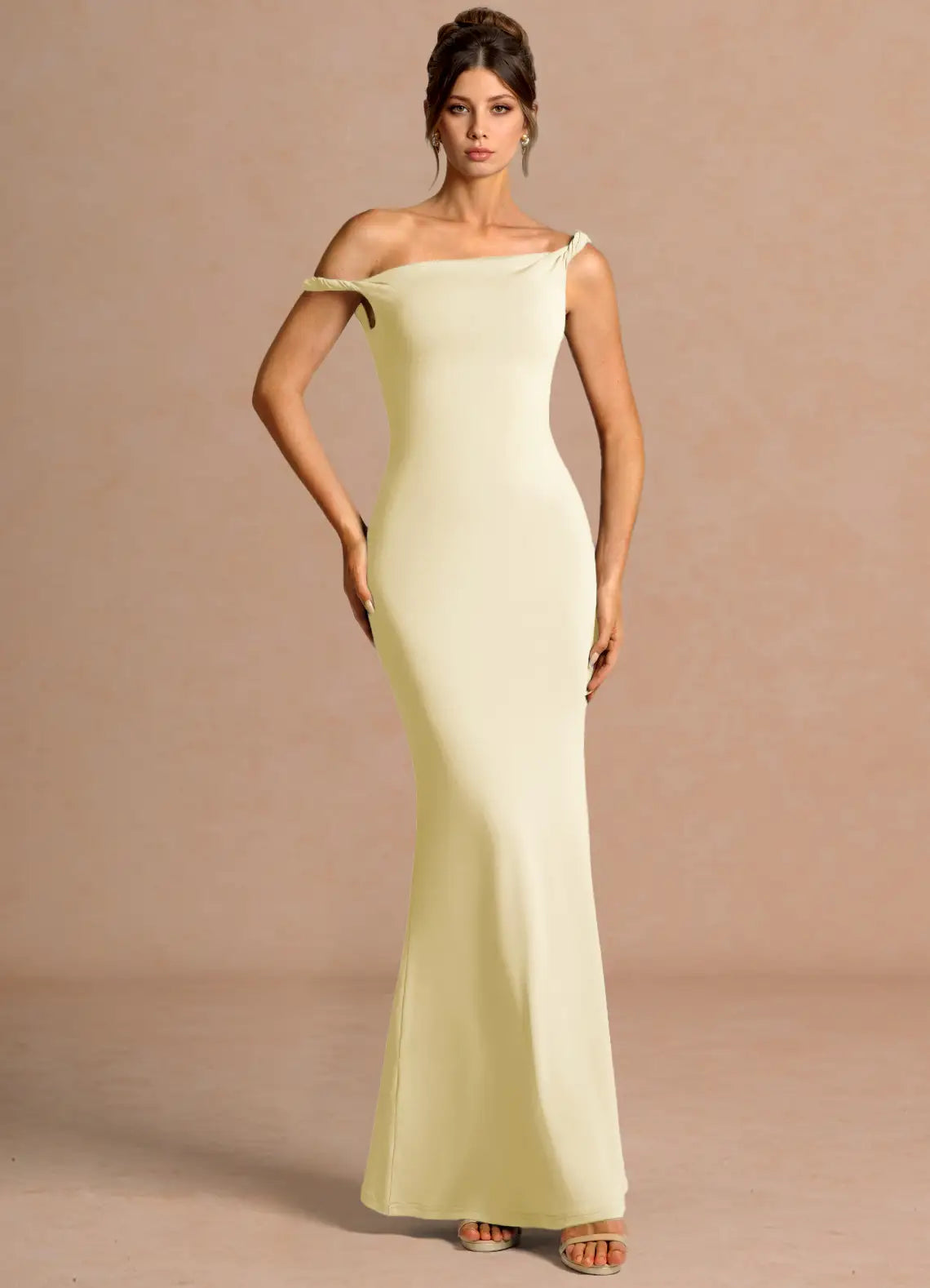 Yellow Mermaid Off-Shoulder Floor-Length Wedding Dress - Yihuiw by Yihuiw