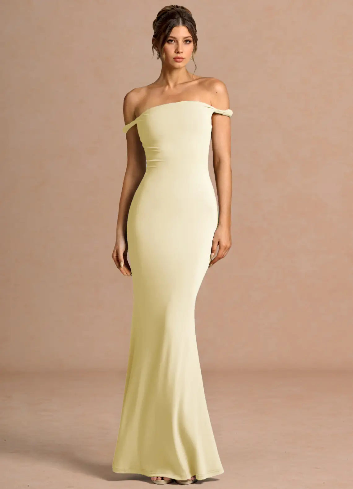 Yellow Mermaid Off-Shoulder Floor-Length Wedding Dress - Yihuiw by Yihuiw
