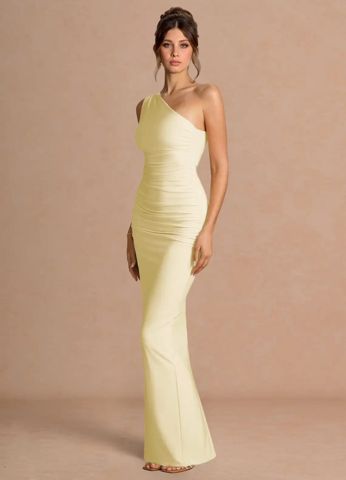 Yellow Mermaid One-Shoulder High Slit Floor-Length Wedding Dress - Yihuiw by Yihuiw
