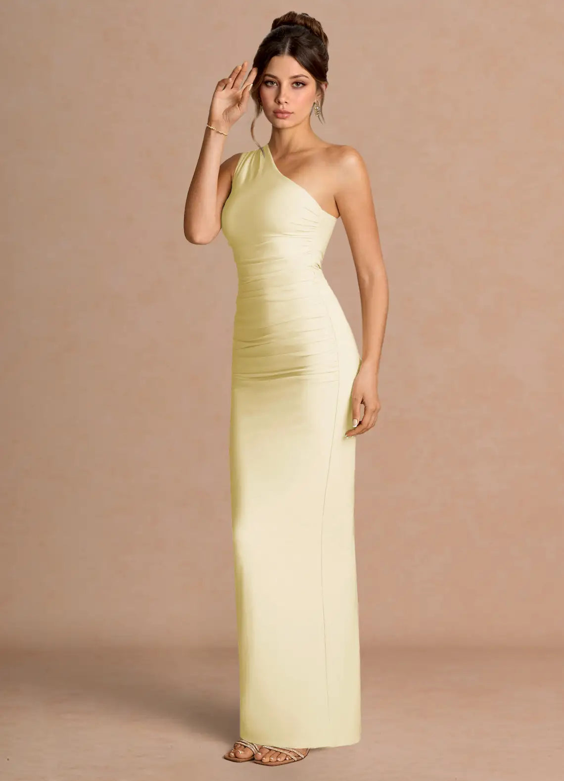 Yellow Mermaid One-Shoulder High Slit Floor-Length Wedding Dress - Yihuiw by Yihuiw